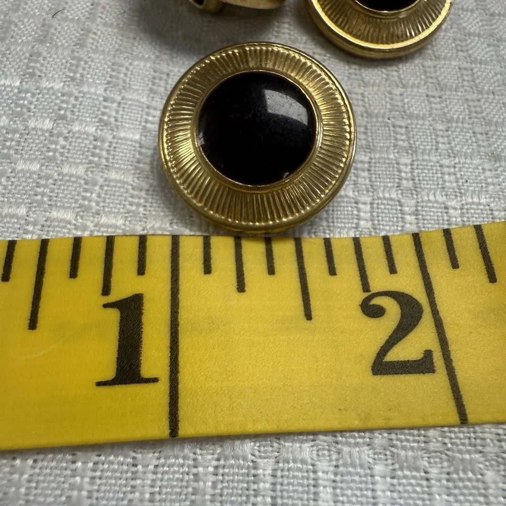 20 Vintage Gold Tone Metal Shank Buttons Black Halo Sunburst Dome Center 80s/90s